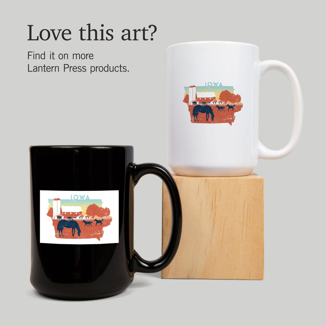 Iowa, State Abstract, Farm, Contour, Lantern Press Artwork, Ceramic Mug Mugs Lantern Press 