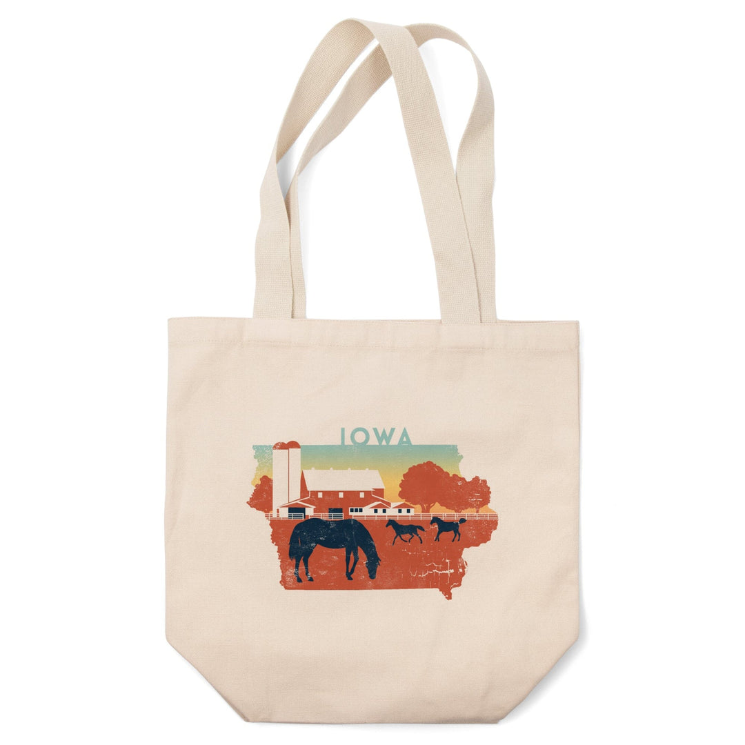 Iowa, State Abstract, Farm, Contour, Lantern Press Artwork, Tote Bag - Lantern Press