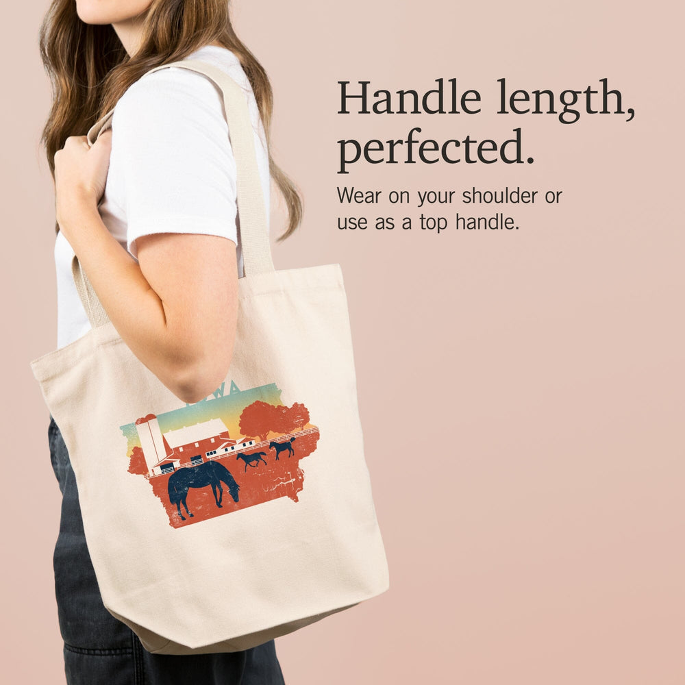 Iowa, State Abstract, Farm,, Tote Bag Totes Lantern Press 