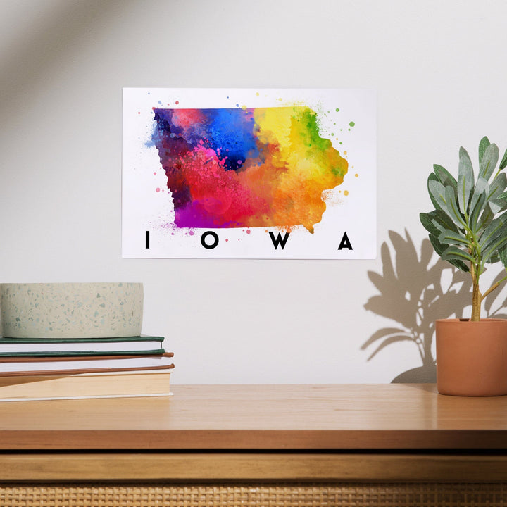 Iowa, State Abstract Watercolor, Art & Giclee Prints Art Lantern Press 