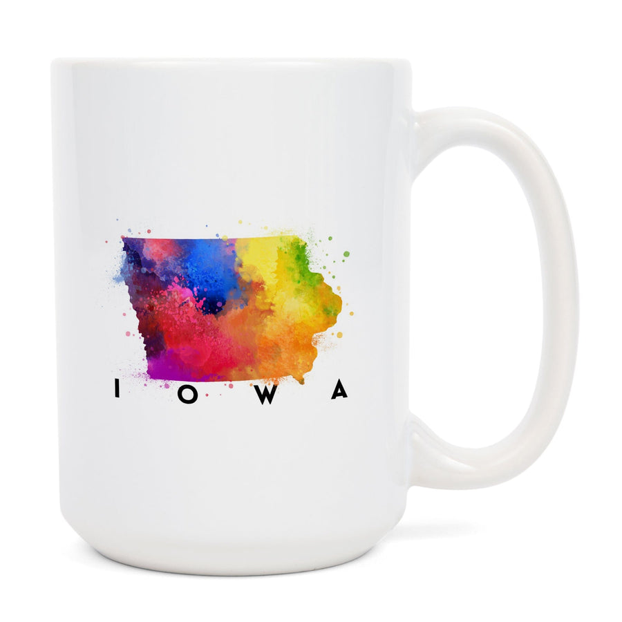 Iowa, State Abstract Watercolor, Lantern Press Artwork, Ceramic Mug Mugs Lantern Press 