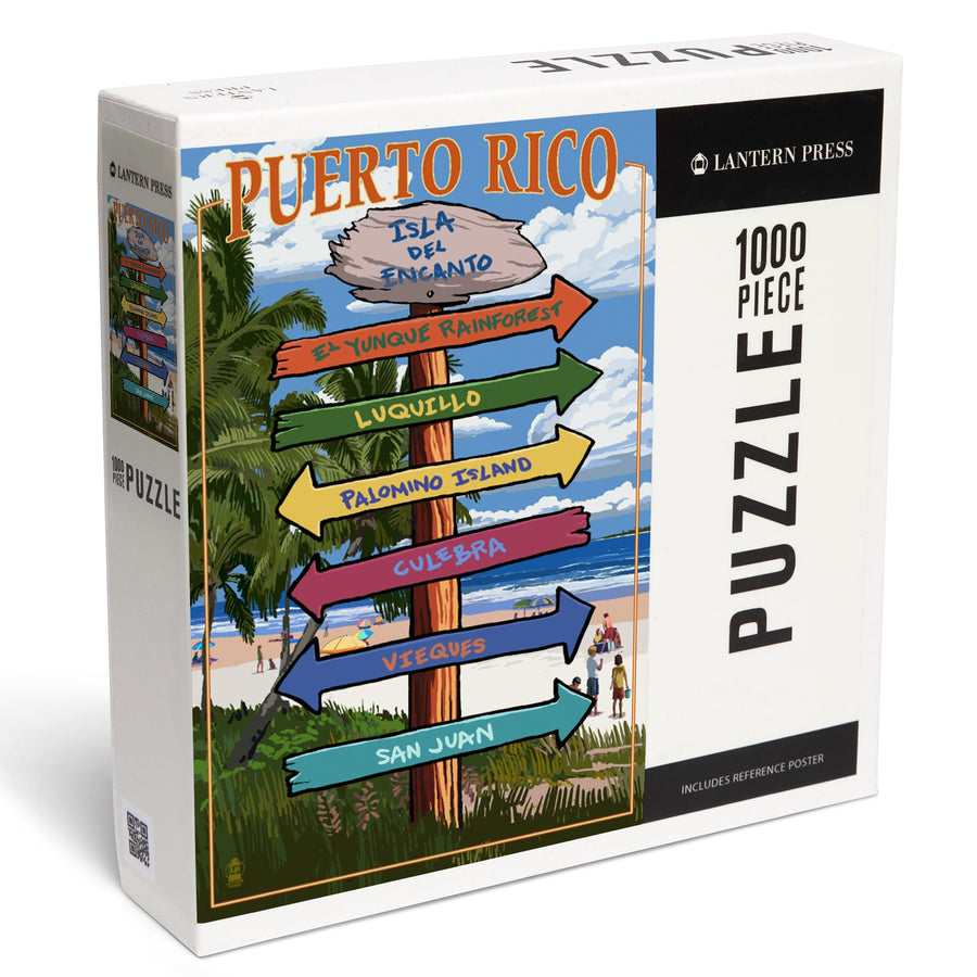 Isla del Encanto, Puerto Rico, Destinations Sign, Jigsaw Puzzle Puzzle Lantern Press 