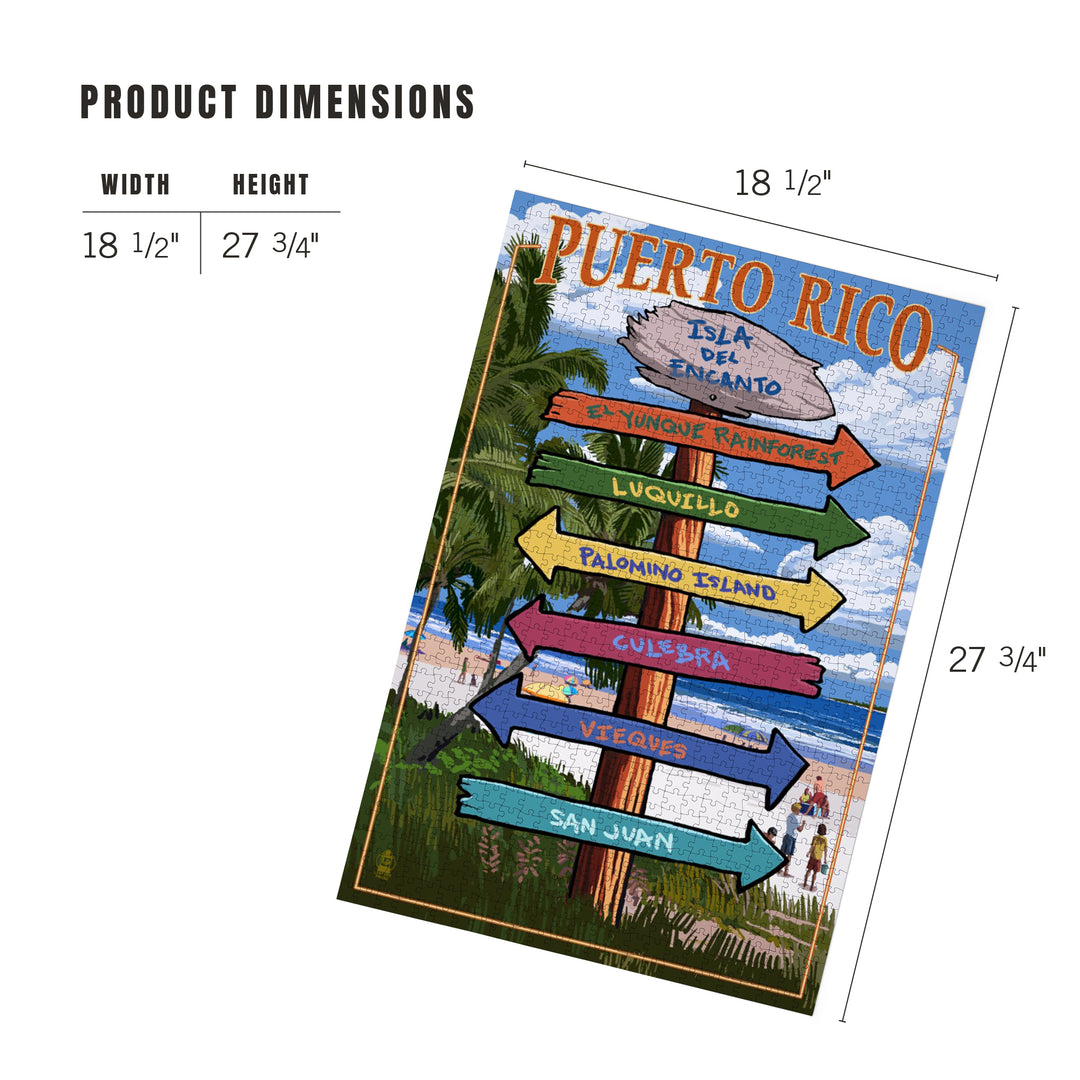 Isla del Encanto, Puerto Rico, Destinations Sign, Jigsaw Puzzle Puzzle Lantern Press 