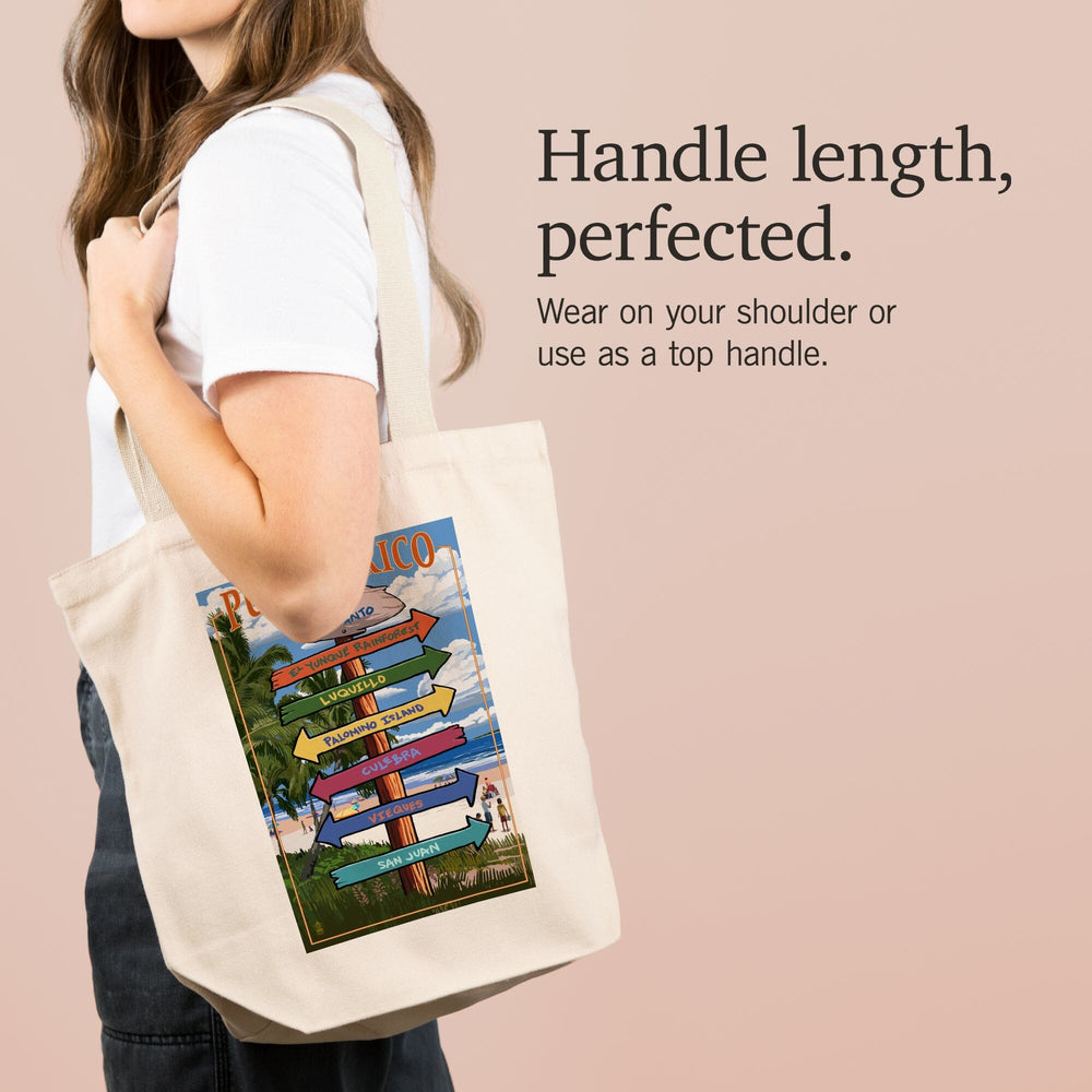 Isla del Encanto, Puerto Rico, Destinations Sign, Tote Bag Totes Lantern Press 