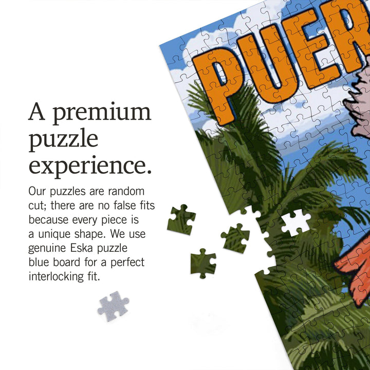 Isla del Encanto, Puerto Rico, Destinations Sign, Tropical Coast Scene, Jigsaw Puzzle Puzzle Lantern Press 