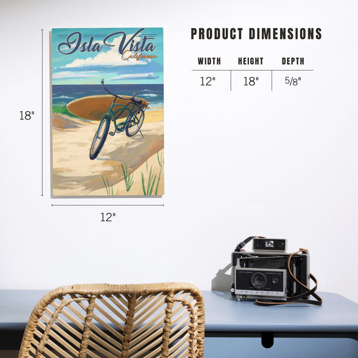 Isla Vista, California, Beach Cruiser on Beach, Lantern Press Artwork, Wood Signs and Postcards Wood Lantern Press 
