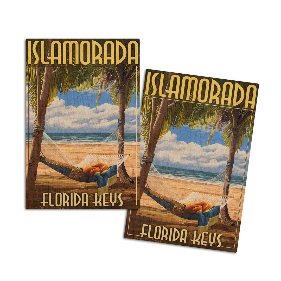 Islamorada, Florida Keys, Hammock Scene, Lantern Press Artwork, Wood Signs and Postcards Wood Lantern Press 4x6 Wood Postcard Set 