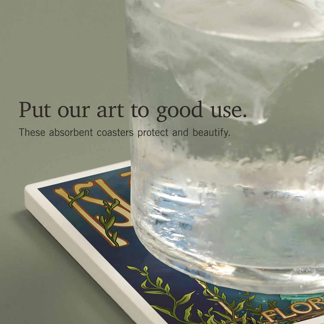 Islamorada, Florida Keys, Mermaid, Coasters Coasters Lantern Press 