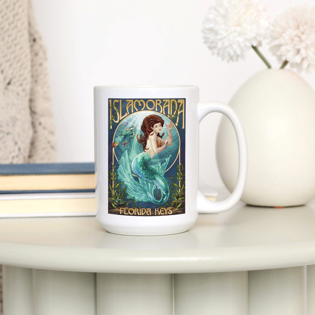 Islamorada, Florida Keys, Mermaid, Lantern Press Artwork, Ceramic Mug Mugs Lantern Press 