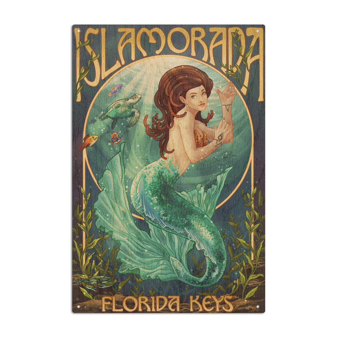Islamorada, Florida Keys, Mermaid, Lantern Press Artwork, Wood Signs and Postcards Wood Lantern Press 10 x 15 Wood Sign 