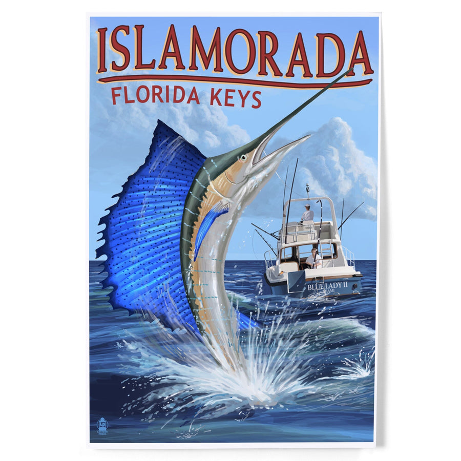 Islamorada, Florida Keys, Sailfish Scene, Art & Giclee Prints Art Lantern Press 