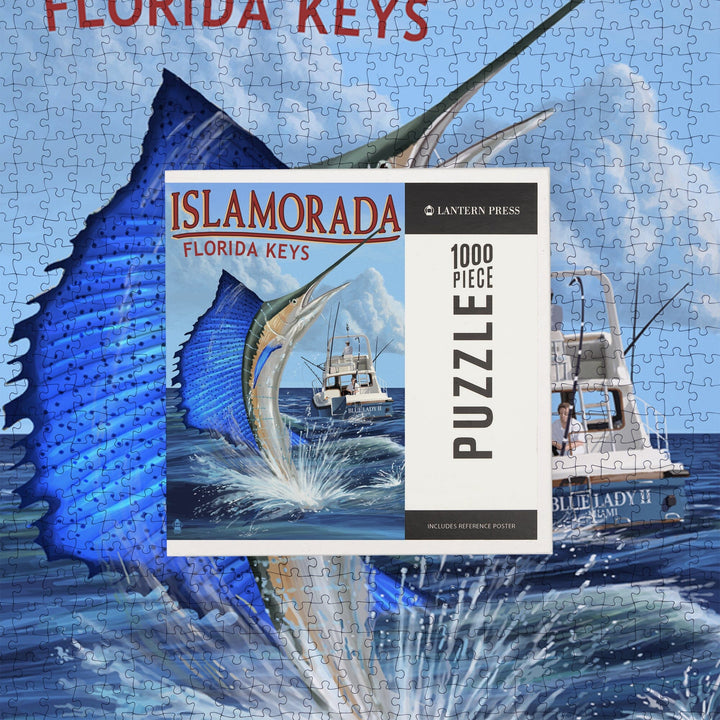 Islamorada, Florida Keys, Sailfish Scene, Jigsaw Puzzle Puzzle Lantern Press 