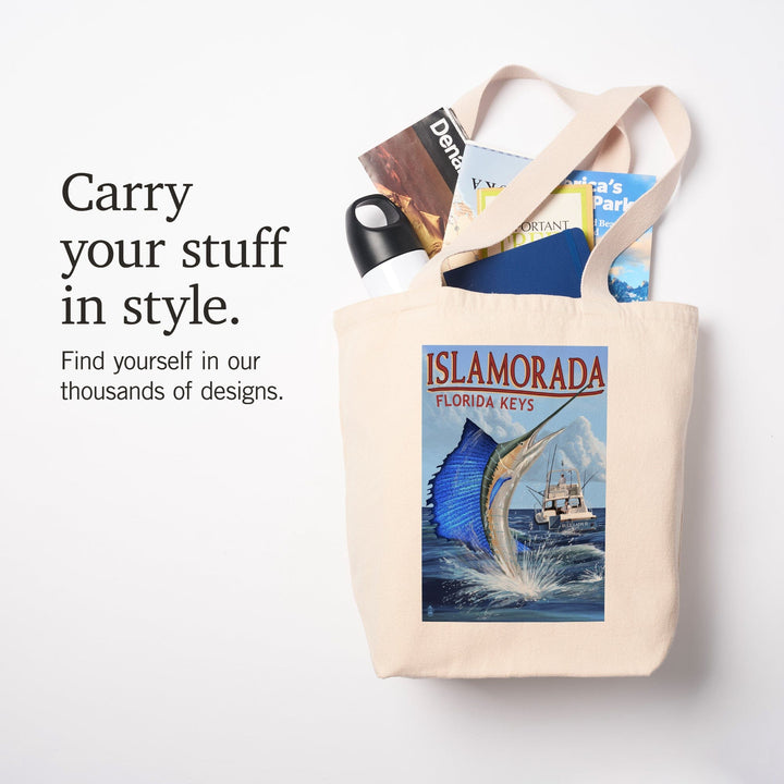 Islamorada, Florida Keys, Sailfish Scene, Tote Bag Totes Lantern Press 