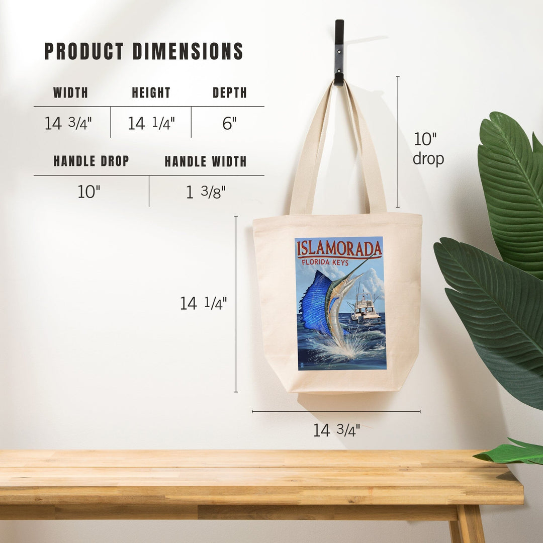 Islamorada, Florida Keys, Sailfish Scene, Tote Bag Totes Lantern Press 