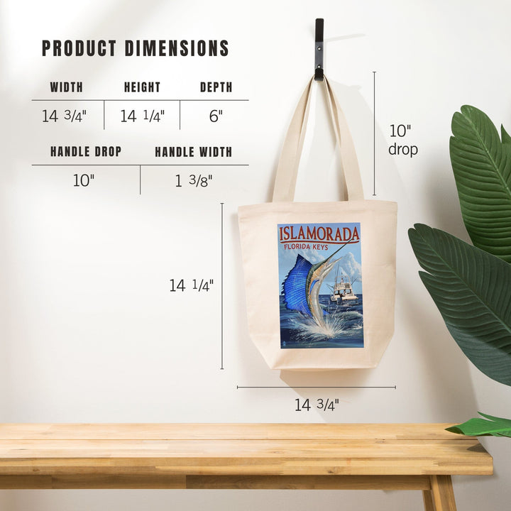 Islamorada, Florida Keys, Sailfish Scene, Tote Bag Totes Lantern Press 