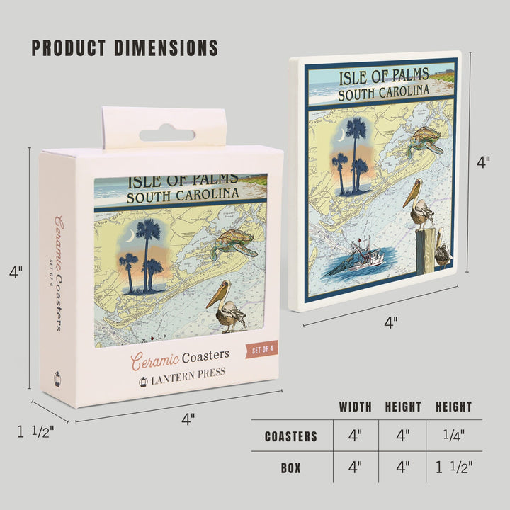 Isle of Palms, South Carolina, Nautical Chart, Coasters Coasters Lantern Press 