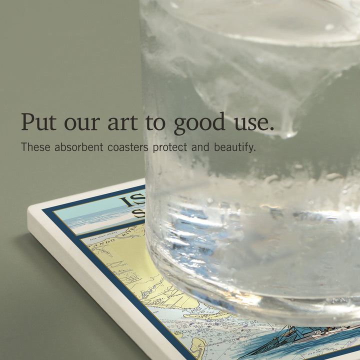 Isle of Palms, South Carolina, Nautical Chart, Coasters Coasters Lantern Press 