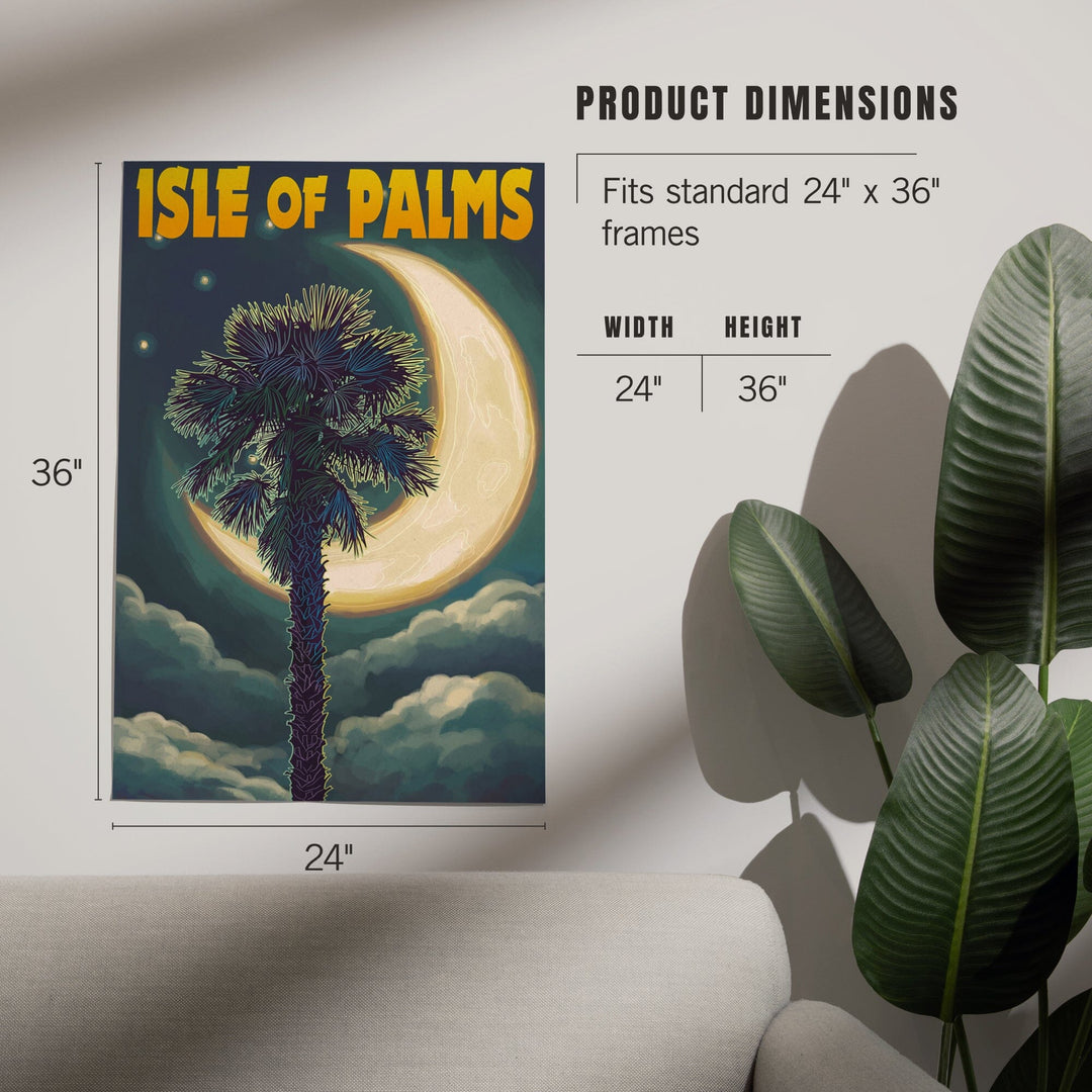 Isle of Palms, South Carolina, Palmetto Moon and Palm, Art & Giclee Prints Art Lantern Press 