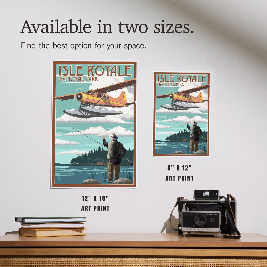 Isle Royale National Park, Michigan, Float Plane and Fisherman, Art & Giclee Prints Art Lantern Press 