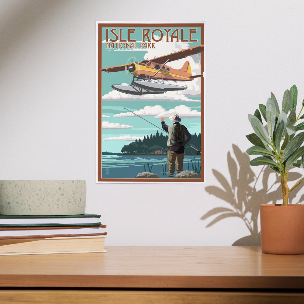 Isle Royale National Park, Michigan, Float Plane and Fisherman, Art & Giclee Prints Art Lantern Press 