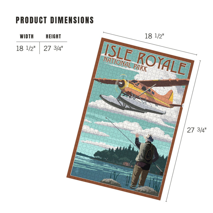 Isle Royale National Park, Michigan, Float Plane and Fisherman, Jigsaw Puzzle Puzzle Lantern Press 