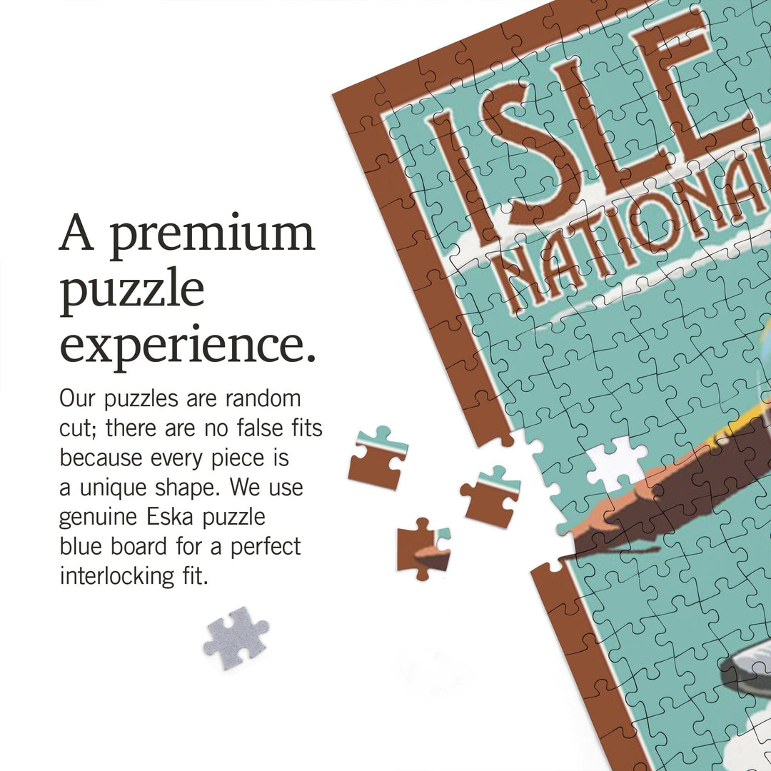 Isle Royale National Park, Michigan, Float Plane and Fisherman, Jigsaw Puzzle Puzzle Lantern Press 