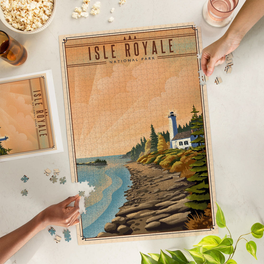 Isle Royale National Park, Michigan, Lithograph National Park Series, Jigsaw Puzzle Puzzle Lantern Press 