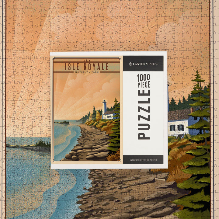 Isle Royale National Park, Michigan, Lithograph National Park Series, Jigsaw Puzzle Puzzle Lantern Press 