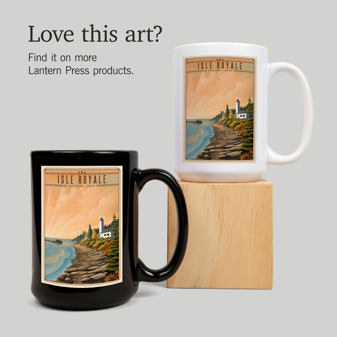 Isle Royale National Park, Michigan, Lithograph National Park Series, Lantern Press Artwork, Ceramic Mug Mugs Lantern Press 