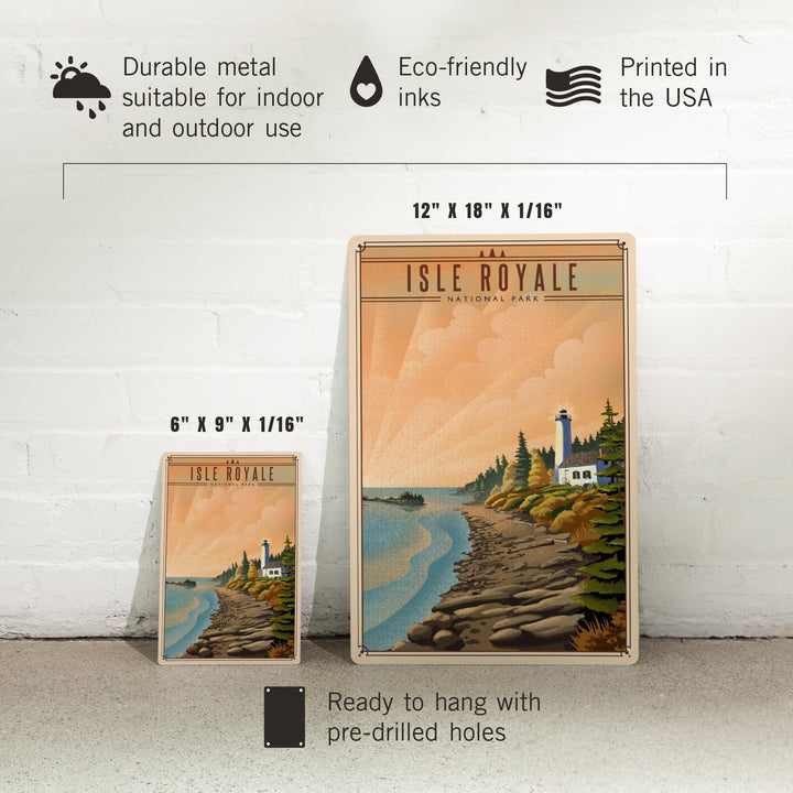 Isle Royale National Park, Michigan, Lithograph National Park Series, Metal Signs Metal Lantern Press 