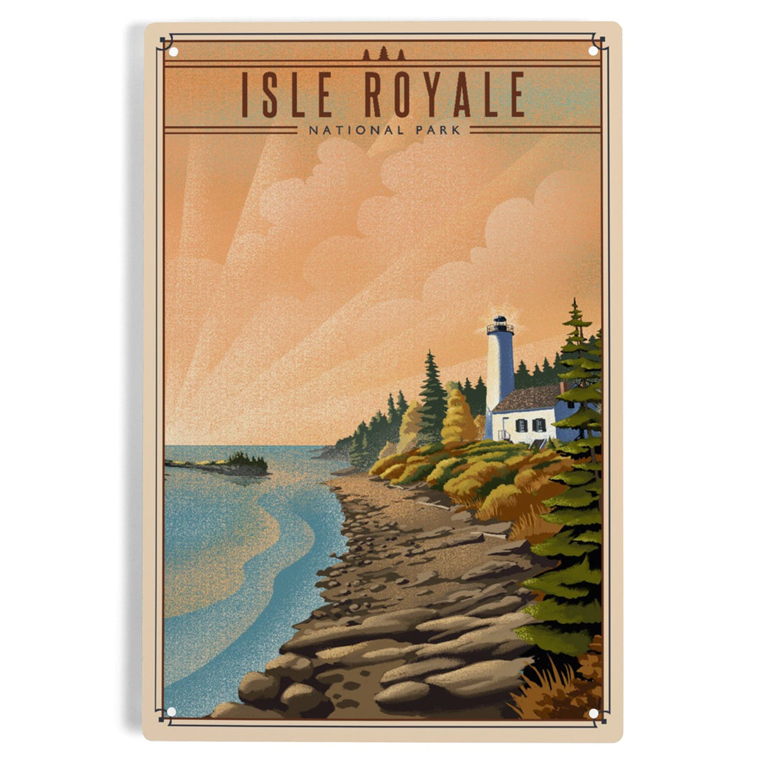 Isle Royale National Park, Michigan, Lithograph National Park Series, Metal Signs Metal Lantern Press 