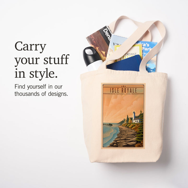 Isle Royale National Park, Michigan, Lithograph National Park Series, Tote Bag Totes Lantern Press 