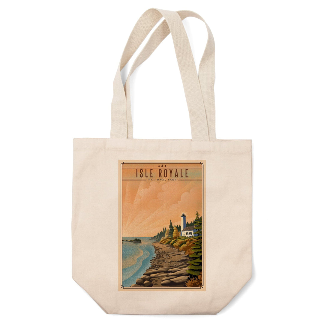Isle Royale National Park, Michigan, Lithograph National Park Series, Tote Bag Totes Lantern Press 