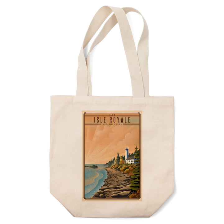Isle Royale National Park, Michigan, Lithograph National Park Series, Tote Bag Totes Lantern Press 