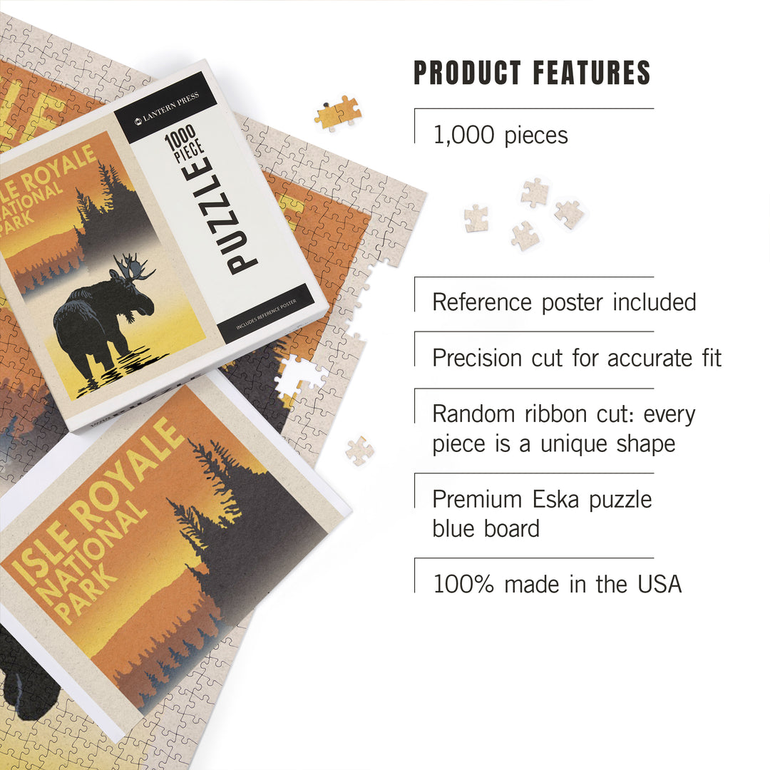 Isle Royale National Park, Michigan, Moose at Dawn, Jigsaw Puzzle Puzzle Lantern Press 