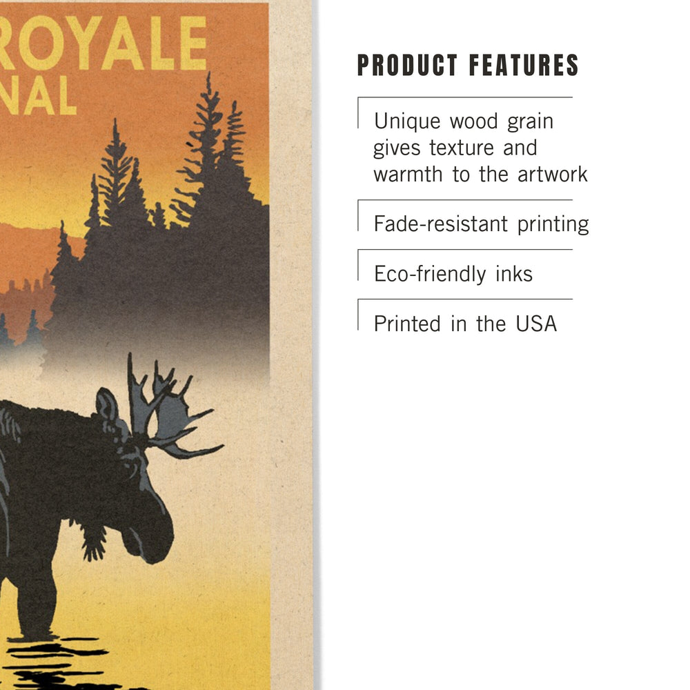 Isle Royale National Park, Michigan, Moose at Dawn, Lantern Press Artwork, Wood Signs and Postcards Wood Lantern Press 