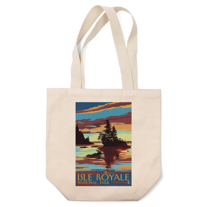 Isle Royale National Park, Michigan, Moose Swimming at Sunset, Tote Bag Totes Lantern Press 
