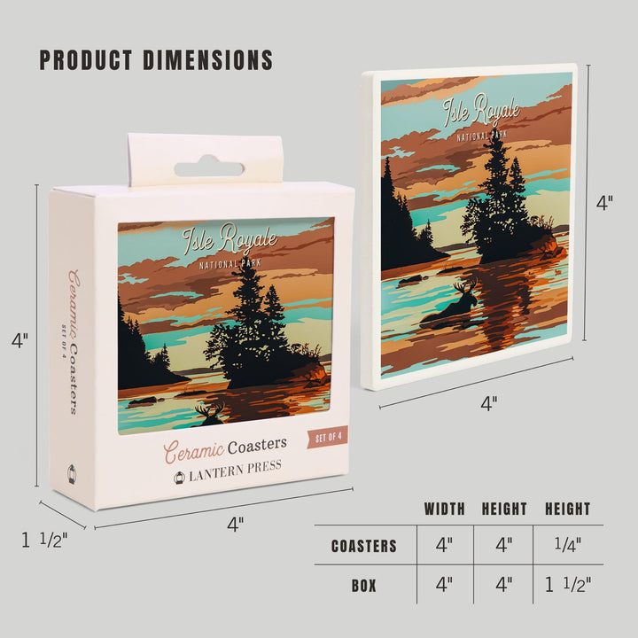 Isle Royale National Park, Michigan, Painterly National Park Series, Coasters Coasters Lantern Press 