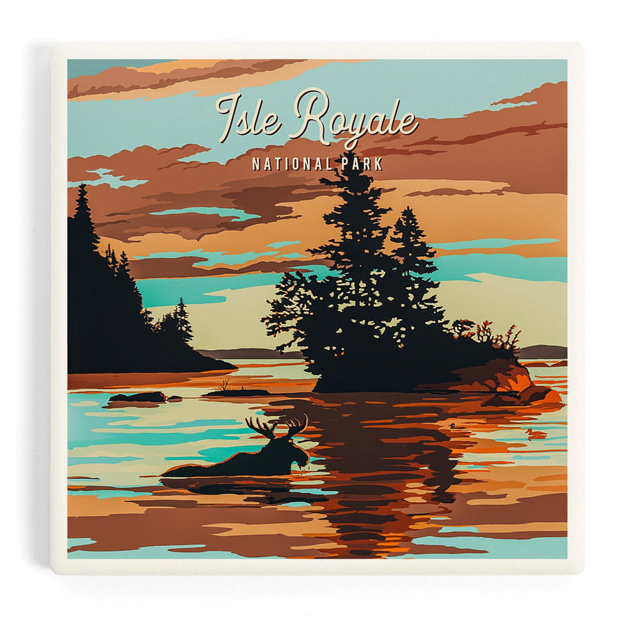 Isle Royale National Park, Michigan, Painterly National Park Series, Coasters Coasters Lantern Press 