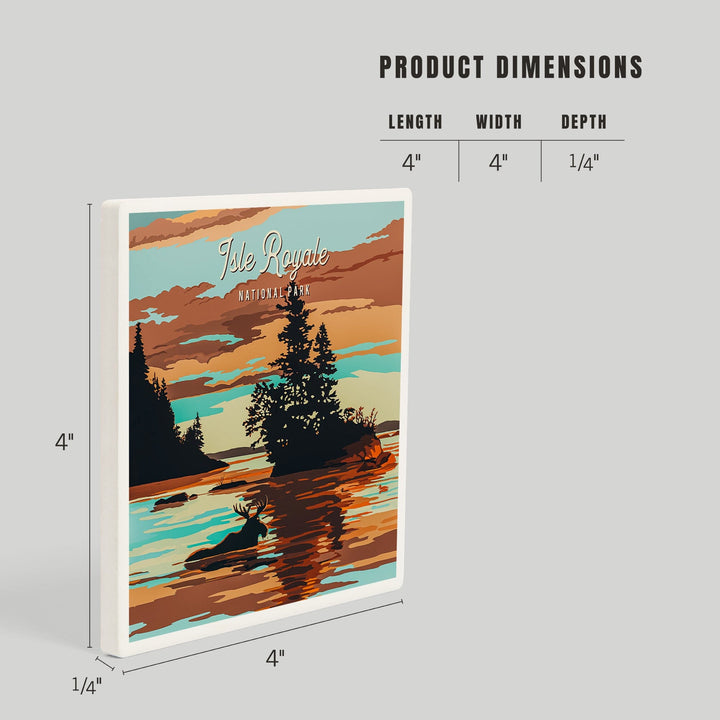 Isle Royale National Park, Michigan, Painterly National Park Series, Coasters Coasters Lantern Press 