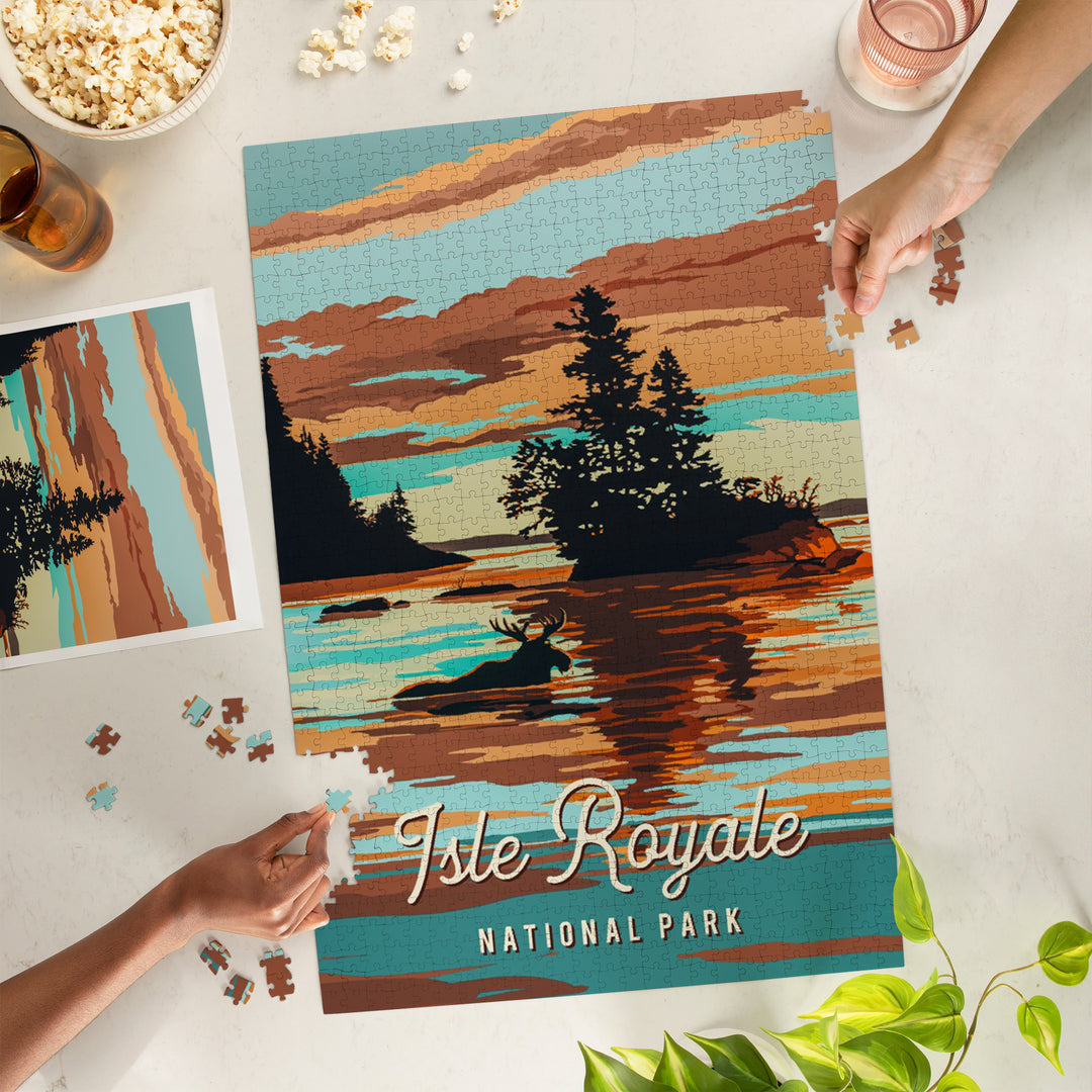 Isle Royale National Park, Michigan, Painterly National Park Series, Jigsaw Puzzle Puzzle Lantern Press 