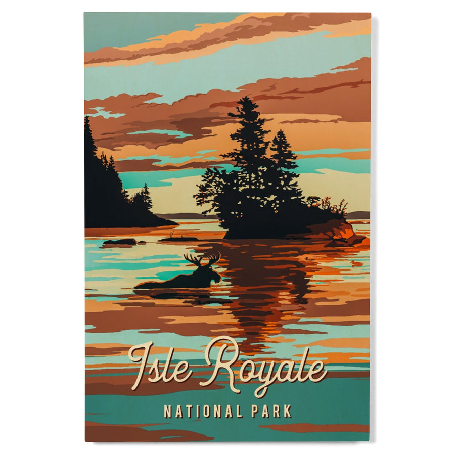 Isle Royale National Park, Michigan, Painterly National Park Series, Wood Signs and Postcards - Lantern Press