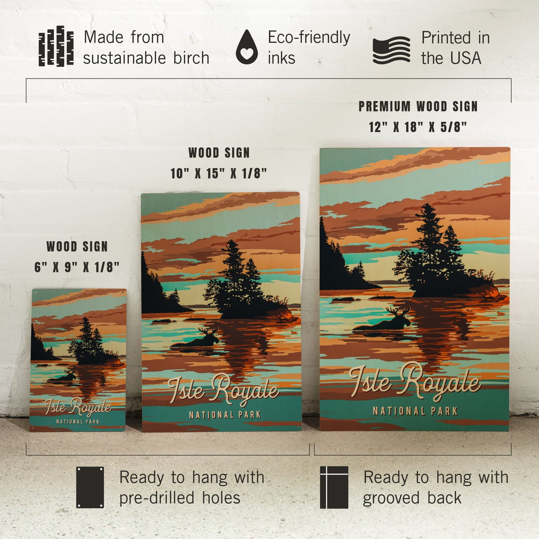 Isle Royale National Park, Michigan, Painterly National Park Series, Wood Signs and Postcards - Lantern Press