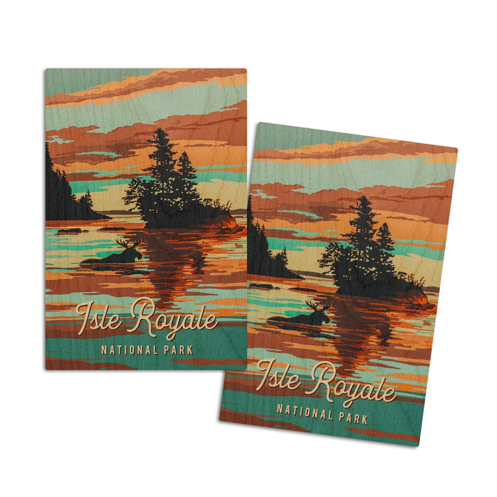 Isle Royale National Park, Michigan, Painterly National Park Series, Wood Signs and Postcards - Lantern Press