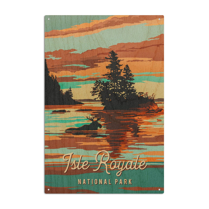 Isle Royale National Park, Michigan, Painterly National Park Series, Wood Signs and Postcards - Lantern Press