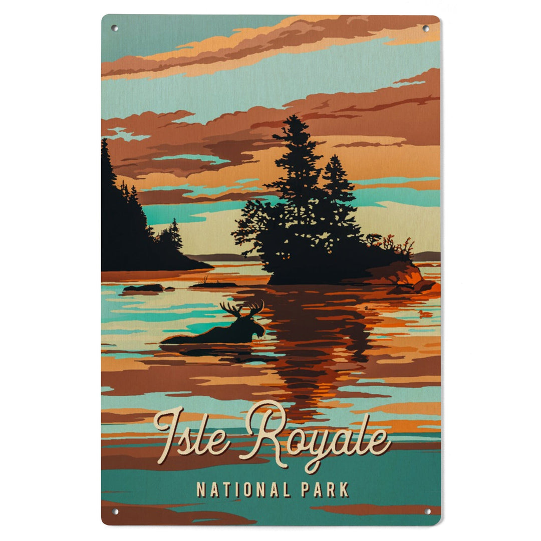 Isle Royale National Park, Michigan, Painterly National Park Series, Wood Signs and Postcards - Lantern Press