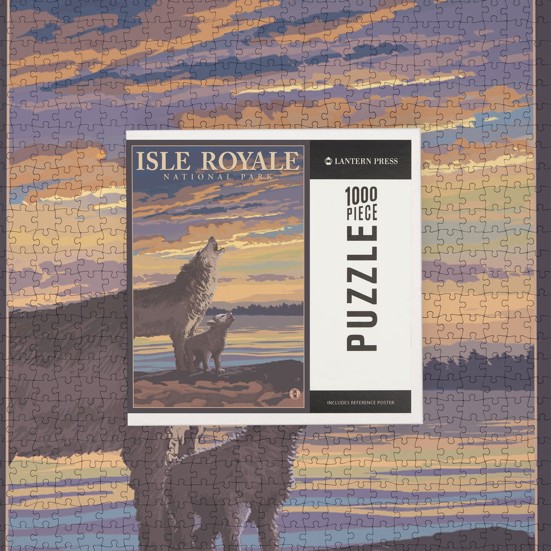 Isle Royale National Park, Michigan, Wolf and Cub, Jigsaw Puzzle Puzzle Lantern Press 