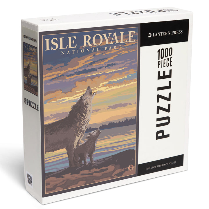 Isle Royale National Park, Michigan, Wolf and Cub, Jigsaw Puzzle Puzzle Lantern Press 