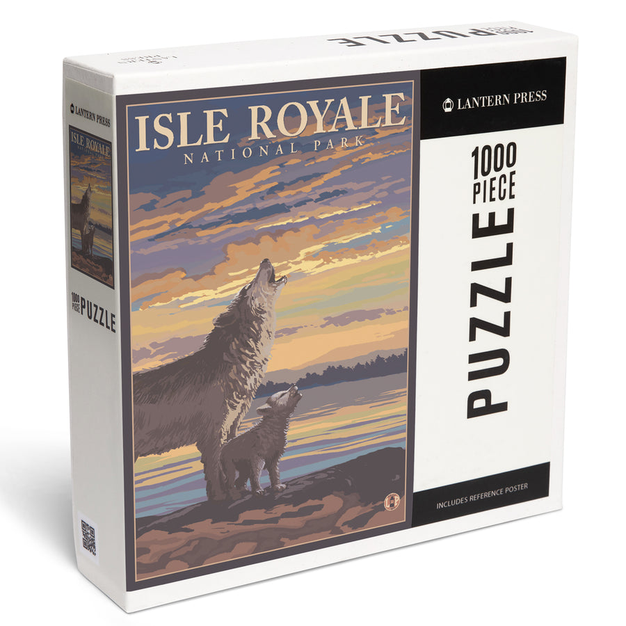 Isle Royale National Park, Michigan, Wolf and Cub, Jigsaw Puzzle Puzzle Lantern Press 
