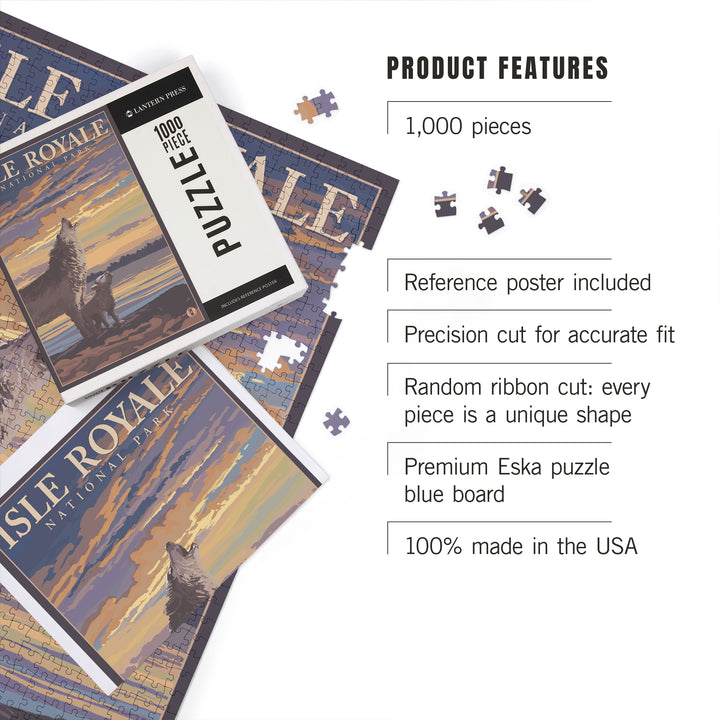 Isle Royale National Park, Michigan, Wolf and Cub, Jigsaw Puzzle Puzzle Lantern Press 